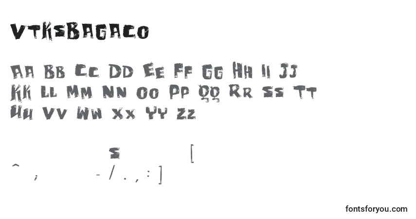 Czcionka VtksBagaco – alfabet, cyfry, specjalne znaki
