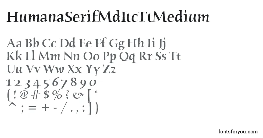 Czcionka HumanaSerifMdItcTtMedium – alfabet, cyfry, specjalne znaki