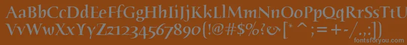 HumanaSerifMdItcTtMedium-Schriftart – Graue Schriften auf braunem Hintergrund