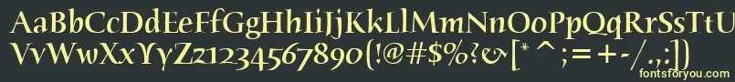 フォントHumanaSerifMdItcTtMedium – 黒い背景に黄色の文字