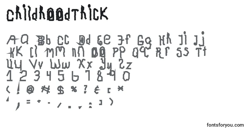 Czcionka ChildhoodThick – alfabet, cyfry, specjalne znaki
