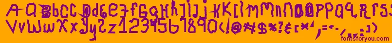 Fonte ChildhoodThick – fontes roxas em um fundo laranja