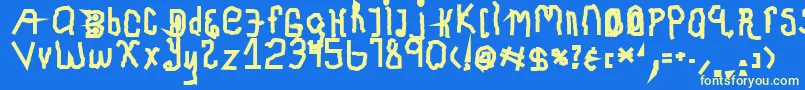 ChildhoodThick Font – Yellow Fonts on Blue Background