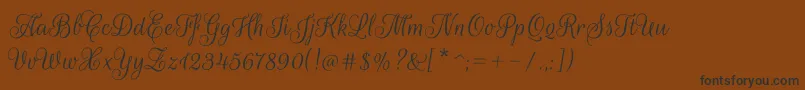 Fonte RougescriptRegular – fontes pretas em um fundo marrom