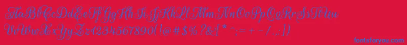 RougescriptRegular Font – Blue Fonts on Red Background