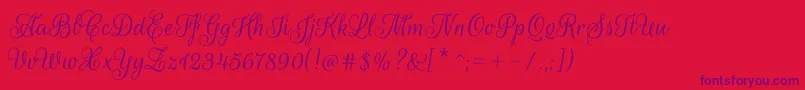 RougescriptRegular-Schriftart – Violette Schriften auf rotem Hintergrund