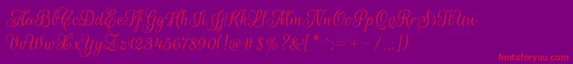 RougescriptRegular Font – Red Fonts on Purple Background