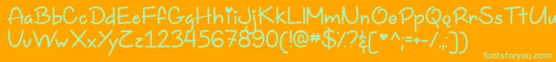 TooFreakinCuteDemo-Schriftart – Grüne Schriften auf orangefarbenem Hintergrund