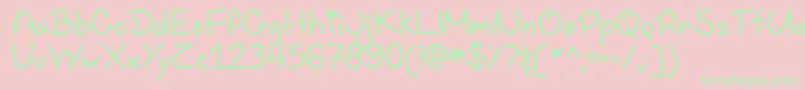 Czcionka TooFreakinCuteDemo – zielone czcionki na różowym tle