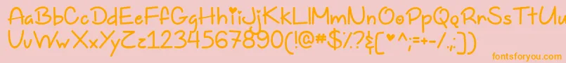 TooFreakinCuteDemo-Schriftart – Orangefarbene Schriften auf rosa Hintergrund