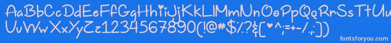 TooFreakinCuteDemo-fontti – vaaleanpunaiset fontit sinisellä taustalla