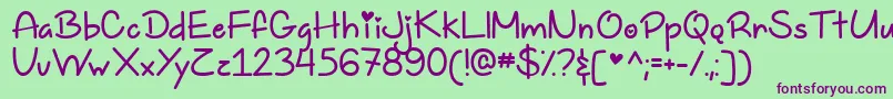 TooFreakinCuteDemo Font – Purple Fonts on Green Background