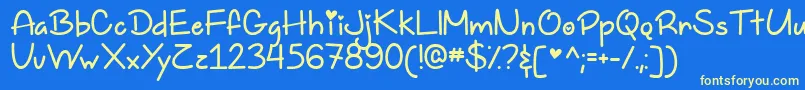 Шрифт TooFreakinCuteDemo – жёлтые шрифты на синем фоне