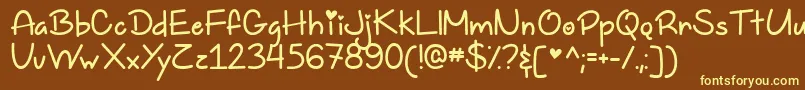 Шрифт TooFreakinCuteDemo – жёлтые шрифты на коричневом фоне