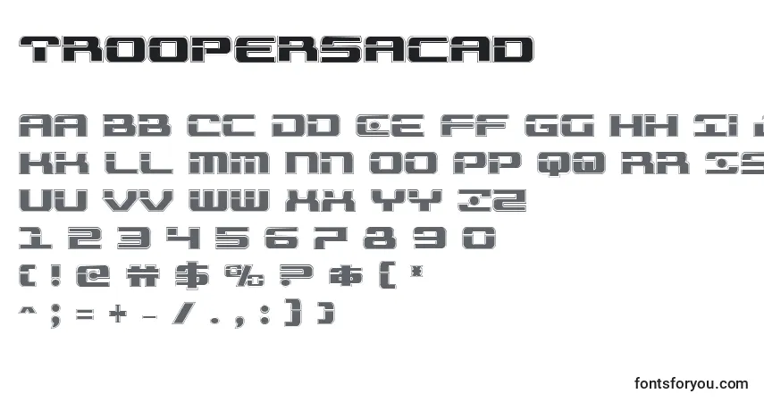 Czcionka Troopersacad – alfabet, cyfry, specjalne znaki