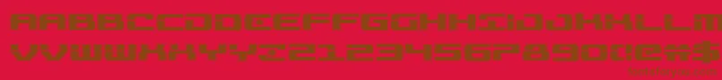 Troopersacad-Schriftart – Braune Schriften auf rotem Hintergrund