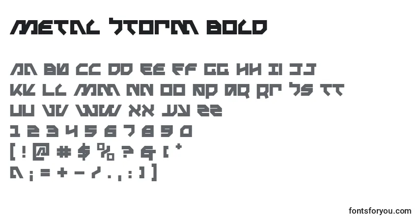 Czcionka Metal Storm Bold – alfabet, cyfry, specjalne znaki