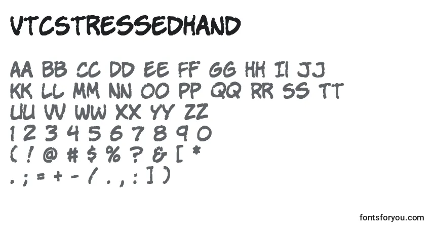 A fonte VtcStressedhand – alfabeto, números, caracteres especiais