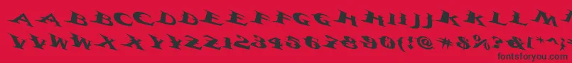 Vtcbelialsbladetricked-Schriftart – Schwarze Schriften auf rotem Hintergrund