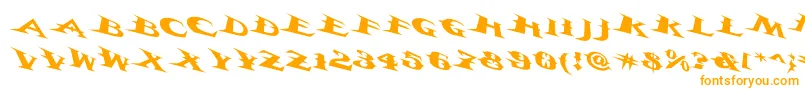 Vtcbelialsbladetricked-Schriftart – Orangefarbene Schriften auf weißem Hintergrund