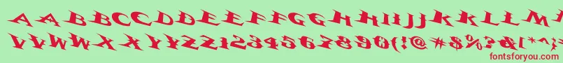 Vtcbelialsbladetricked-Schriftart – Rote Schriften auf grünem Hintergrund