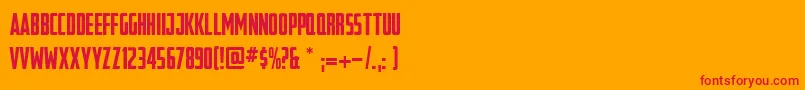 Outofmyleague-Schriftart – Rote Schriften auf orangefarbenem Hintergrund