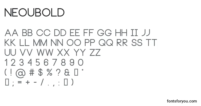Schriftart NeouBold (42096) – Alphabet, Zahlen, spezielle Symbole