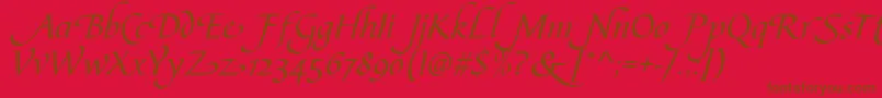 CalligraphscriptSwashRegular-fontti – ruskeat fontit punaisella taustalla