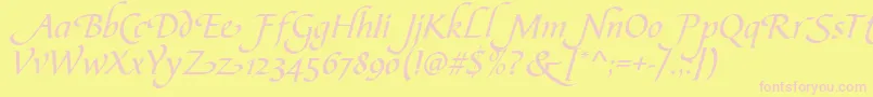 Czcionka CalligraphscriptSwashRegular – różowe czcionki na żółtym tle