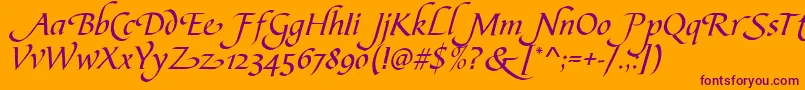CalligraphscriptSwashRegular Font – Purple Fonts on Orange Background
