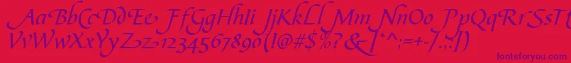fuente CalligraphscriptSwashRegular – Fuentes Moradas Sobre Fondo Rojo