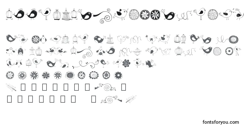 Schriftart DoodleDings1BirdsCages – Alphabet, Zahlen, spezielle Symbole