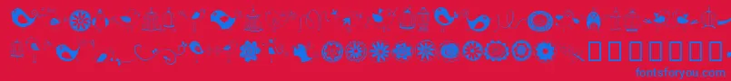 Więcej informacji o czcionce DoodleDings1BirdsCages Czcionka DoodleDings1BirdsCages – niebieskie czcionki na czerwonym tle