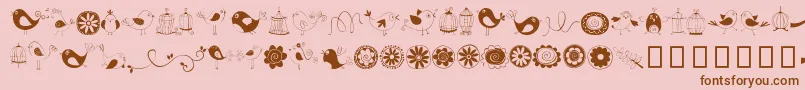 DoodleDings1BirdsCages Font – Brown Fonts on Pink Background