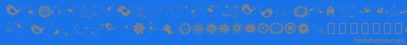 DoodleDings1BirdsCages-Schriftart – Graue Schriften auf blauem Hintergrund