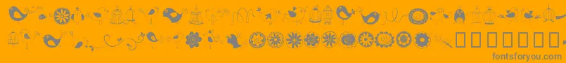 DoodleDings1BirdsCages-Schriftart – Graue Schriften auf orangefarbenem Hintergrund