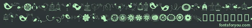 Шрифт DoodleDings1BirdsCages – зелёные шрифты на чёрном фоне