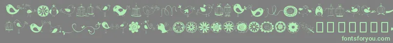 Czcionka DoodleDings1BirdsCages – zielone czcionki na szarym tle