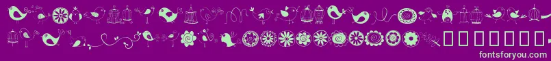 Fonte DoodleDings1BirdsCages – fontes verdes em um fundo violeta