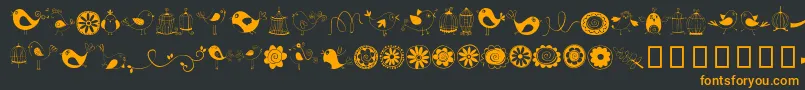 DoodleDings1BirdsCages Font – Orange Fonts on Black Background