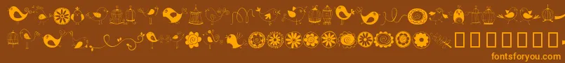 DoodleDings1BirdsCages Font – Orange Fonts on Brown Background