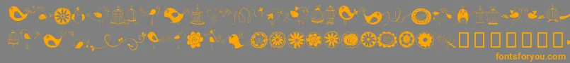 Czcionka DoodleDings1BirdsCages – pomarańczowe czcionki na szarym tle