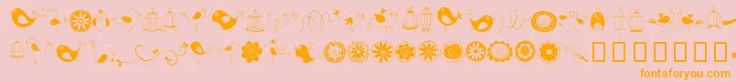 Fonte DoodleDings1BirdsCages – fontes laranjas em um fundo rosa