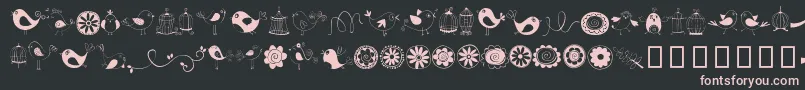 Weitere Informationen zur DoodleDings1BirdsCages-Schriftart DoodleDings1BirdsCages-Schriftart – Rosa Schriften auf schwarzem Hintergrund