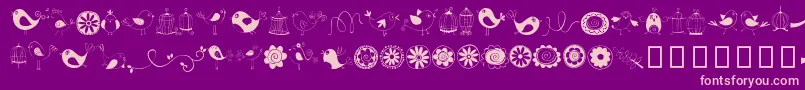 フォントDoodleDings1BirdsCages – 紫の背景にピンクのフォント
