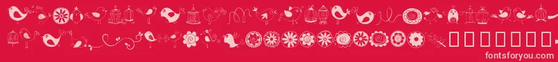 Шрифт DoodleDings1BirdsCages – розовые шрифты на красном фоне