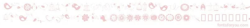 DoodleDings1BirdsCages-Schriftart – Rosa Schriften auf weißem Hintergrund