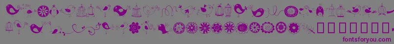 DoodleDings1BirdsCages-Schriftart – Violette Schriften auf grauem Hintergrund