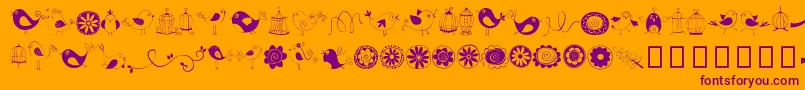 Czcionka DoodleDings1BirdsCages – fioletowe czcionki na pomarańczowym tle