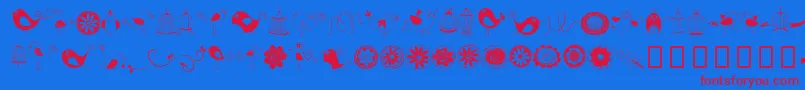 Fonte DoodleDings1BirdsCages – fontes vermelhas em um fundo azul